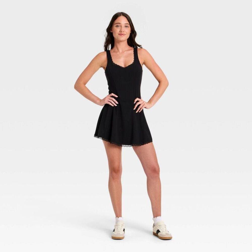 Women's Active Lace Trim Dress - JoyLab Black XXL